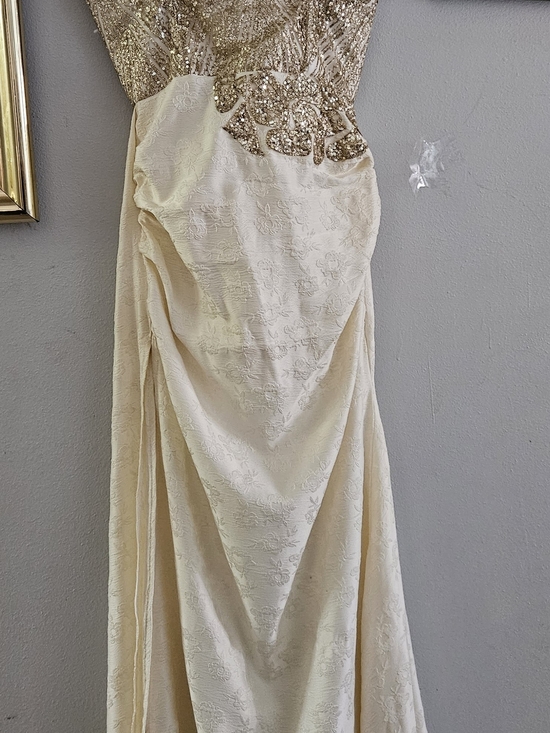 Elegant Ivory and Gold  Prom Dress Custom Made New - Picture 5 of 7